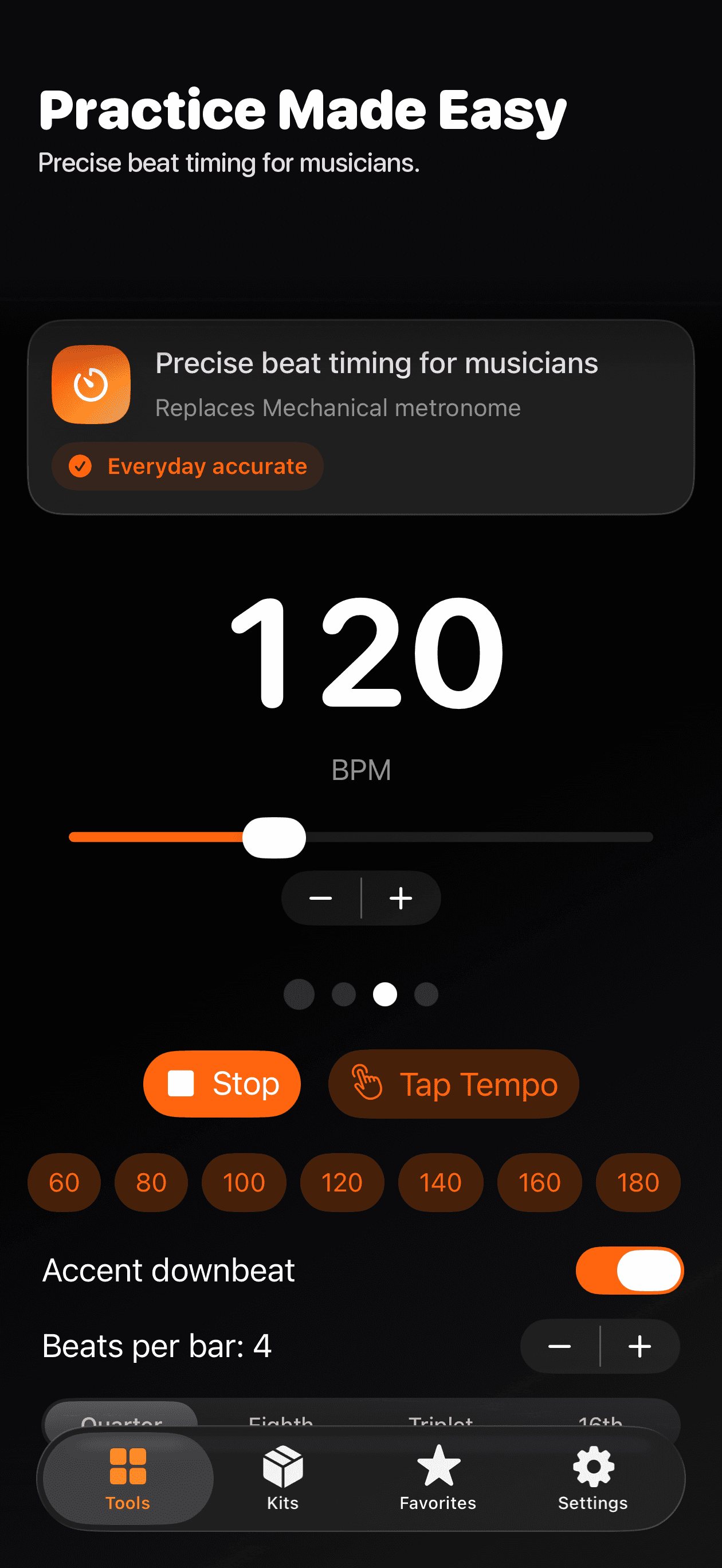 Metronome tool screen
