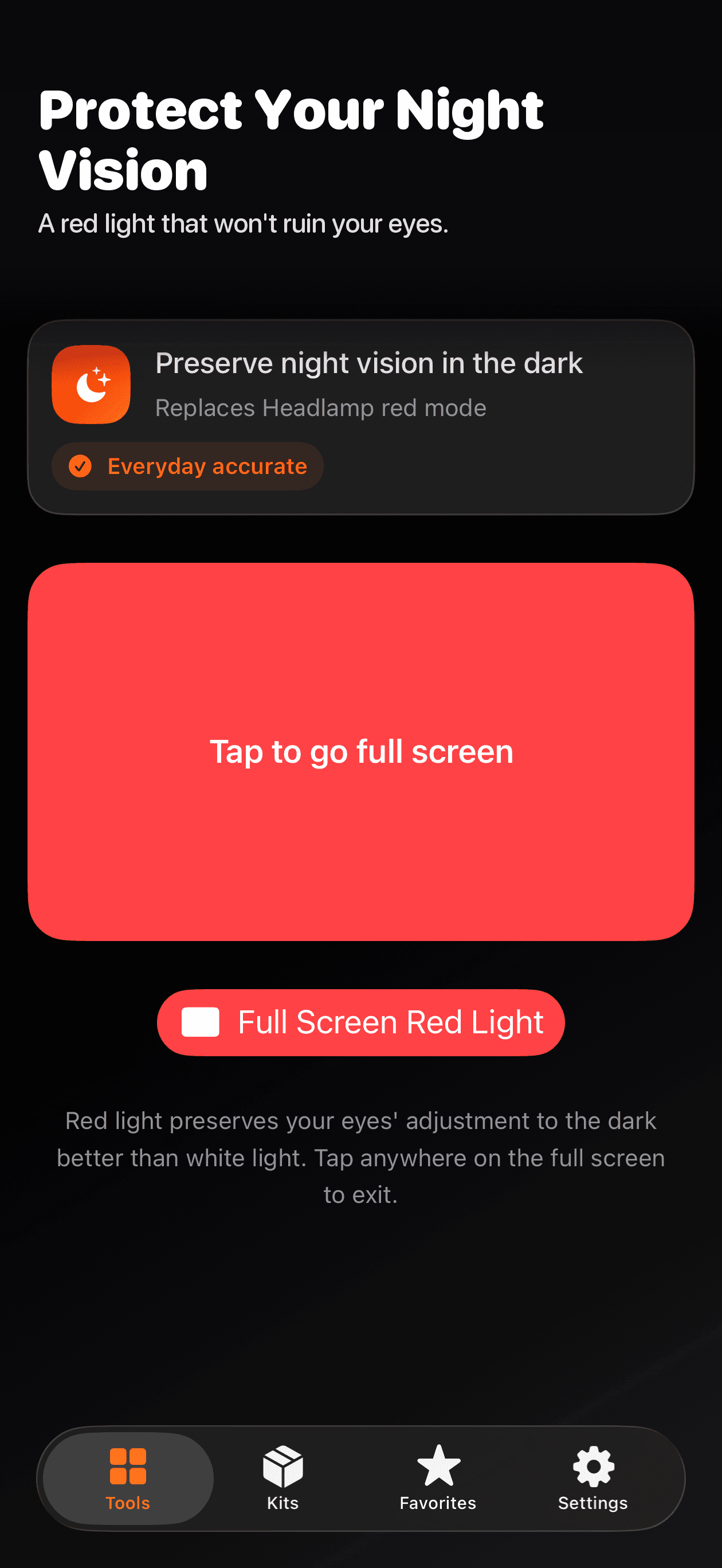 Red Light tool screen