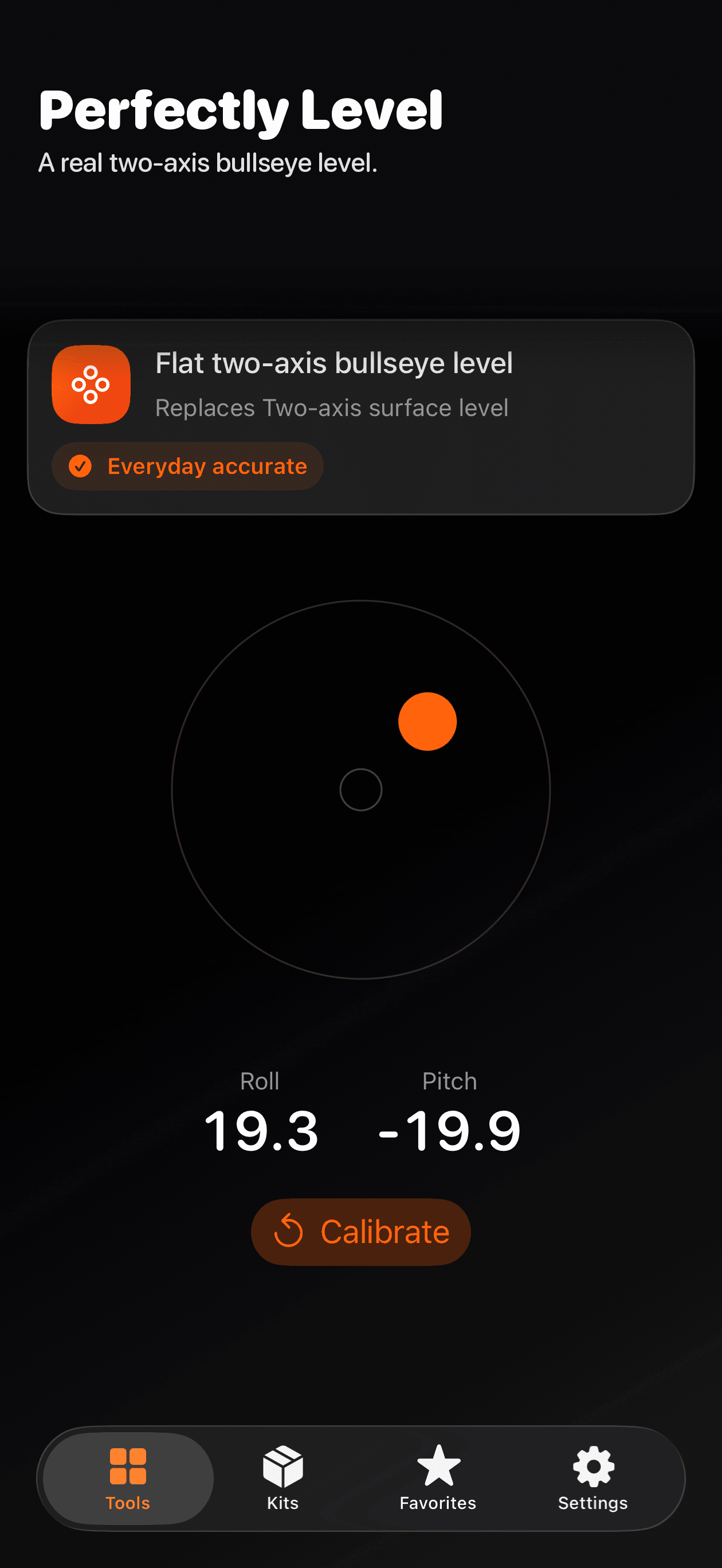 Surface Level tool screen